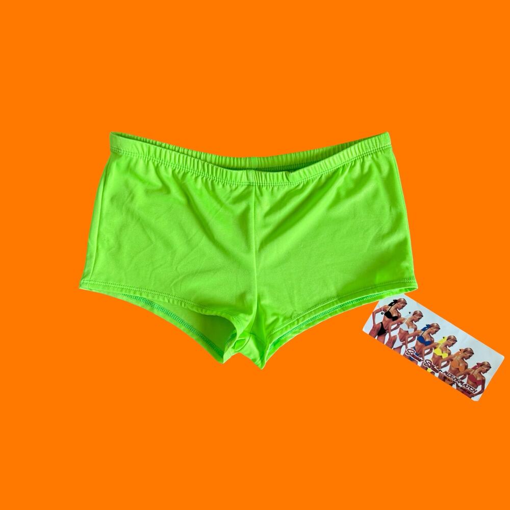 90's vintage neon green boy short bikini bottoms LARGE *deadstock*